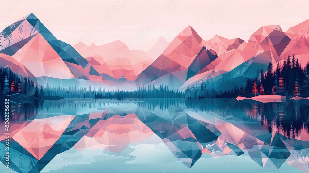 Poster an abstract representation of scalene geometric shape watercolor background