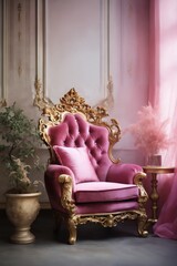 a luxurious vintage armchair in the interior of the palace