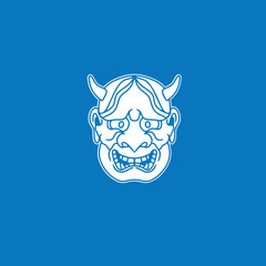 Japanese Demon Oni Mask Logo Design vector illustration