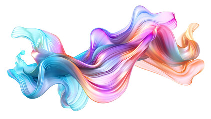 Colorful abstract fluid shapes with wavy lines isolated on a white background