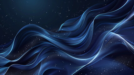 Abstract, dark blue background with waves and empty space