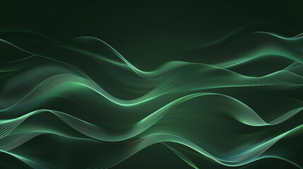 Abstract, green background with curved lines and empty space