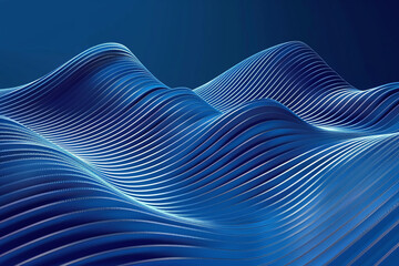 Abstract, blue background with wavy lines and empty space