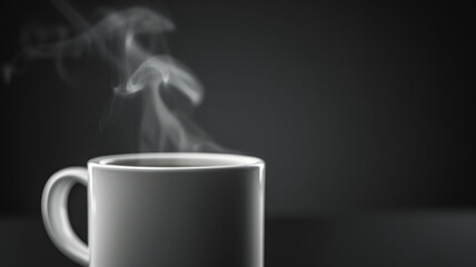 Steaming mug on dark background