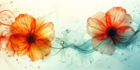 Two Orange Flowers Floating in Water