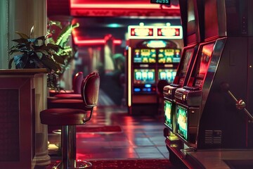 Slot machines in the casino, filled with an atmosphere of excitement and unforgettable emotions. casino machine