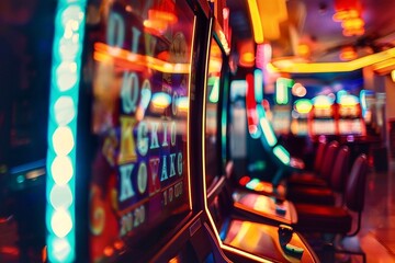 Slot machine in a casino, close-up