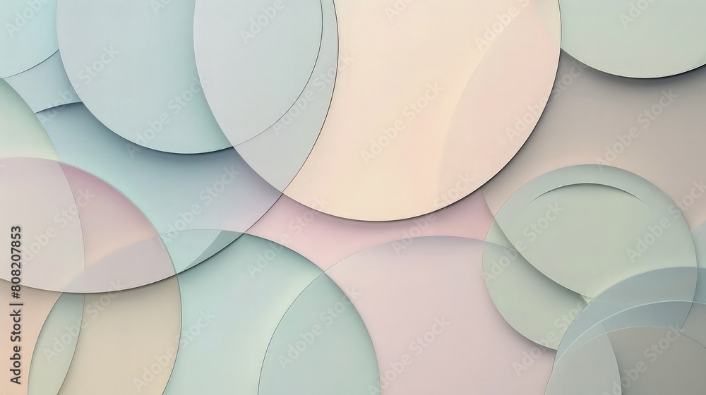 Poster a abstract composition of oversized pastel color circle interaction of geometric circle background
