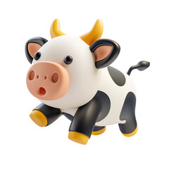 Naklejka premium Cute Cow Cartoon 3d rendering . ai generative