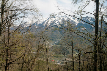 View of the ridge in the Caucasus Mountains, Sochi, Russia.