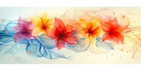 Colorful Flowers Painting on White Background