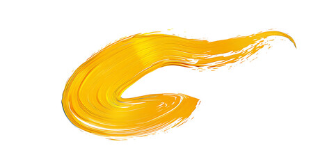A yellow oil paint brush stroke on white background