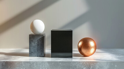 Three objects with contrasting textures.