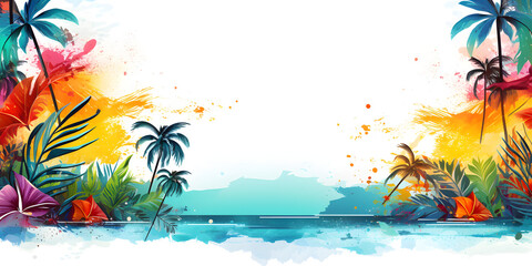 Abstract colorful tropical summer vacation concept background with copy space for text 