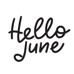 Hello June text isolated, square composition. Hand drawn vector art.