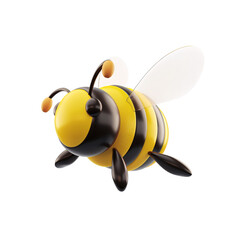 cute bee 3d rendering . cute bee character illustration. ai generative