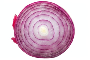 A whole red onion with its bright layers, isolated on a white background