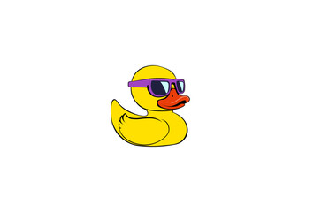 Vector illustration of a cartoon duck wearing black glasses