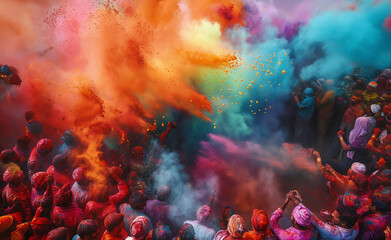 Holi Festival: Joyful Celebration with Vibrant Colored Powders