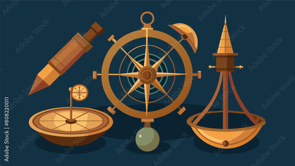 Poster a set of bronze navigational tools used by philosophers to chart their course across the seas in sea