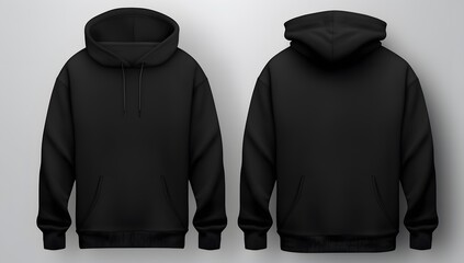 Blank black hoodie template Hoodie sweatshirt long sleeve with clipping path
