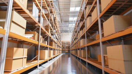 Fototapeta premium Efficient Warehouse Logistics: Organized Distribution Center