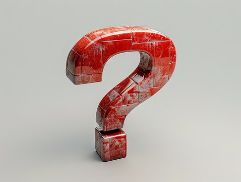 A red question mark on a white background.