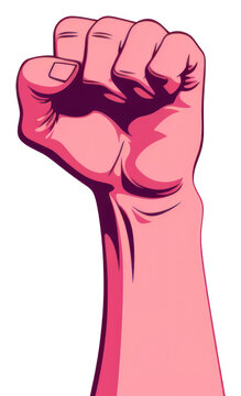 PNG Girl fist up hand line technology.