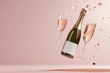 Champagne celebration with confetti