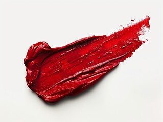 A red lipstick on a white background.