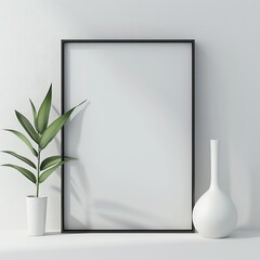 black frame in modern lines decor room, light background