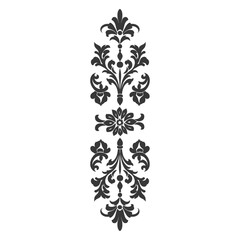 Silhouette vertical line divider with Baroque ornament black color only