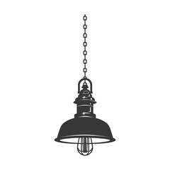 Obraz premium Silhouette Vintage hanging lamp industrial style black color only