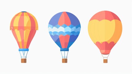 Hot air balloons over color sky background