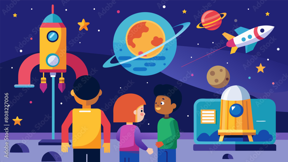 Poster in the space exploration exhibit kids can learn about the technology that allows us to explore the u