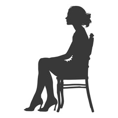 Silhouette woman sitting in the chair black color only