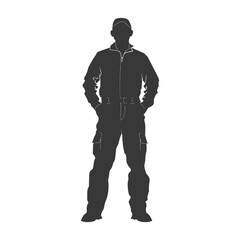 Silhouette Man Workers wearing jumpsuit black color only