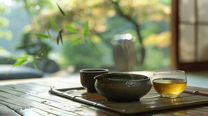 A tranquil Japanese matcha tea ceremony.