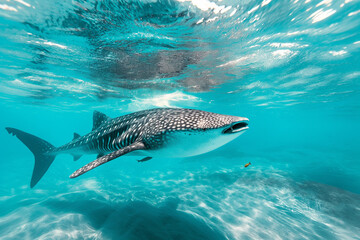 Couple shares an underwater adventure with whale sharks