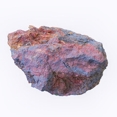 Specimen natural rock hematite, iron ore mineral stone isolated on white background.