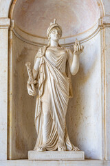 Stone statue representing Constancia inside the Ajuda Palace in Lisbon-Portugal.
