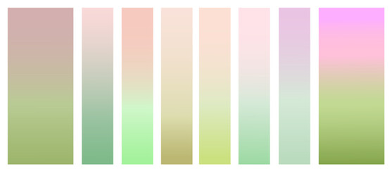 Fototapeta premium Set of gradient backgrounds. Green and pink are trendy summer colors. For graphic design. Vector illustration