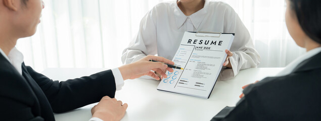 Corporate recruiter interview job applicant to discuss career goal and assess resume and...