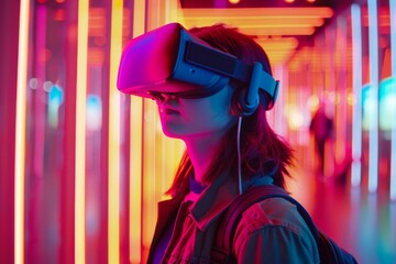 People Using Virtual Reality Technology created with Generative AI