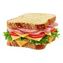 Sandwich isolated on transparent background. illustration . Generative ai