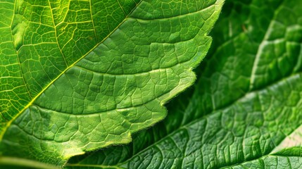 Fototapeta premium Lush Green Leaf Texture Close-up.