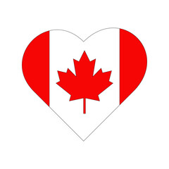 Obraz premium Canada Day heart shaped Canadian flag vector design element isolated on white background. For cards, banners and printing