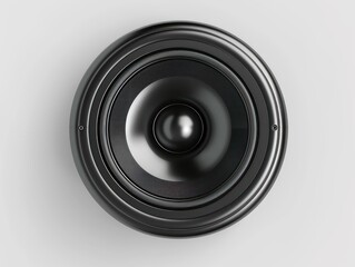 black glossy subwoofer speaker  on white background