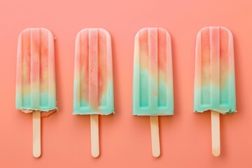 pastel peach and turquoise gradient popsicle on a pastel peach background