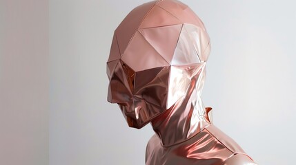 Futuristic metallic mask . Fashion and trendy concept